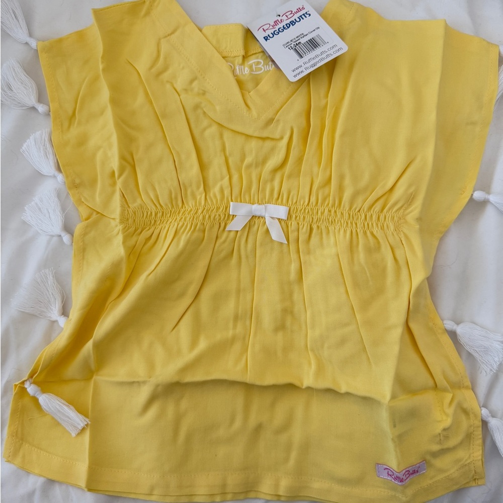NWT ruffle butts yellow swim coverup kaftan 12-24m